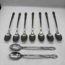 WM A Rogers Oneida Ltd FENWAY Stainless  Iced Teaspoons Lot Of  9 picture