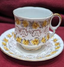 Vtg Royal Crown Teacup & Saucer English Bone China Yellow Roses And Gold Accents picture