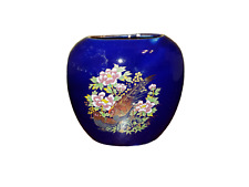 Vintage Japanese Cobalt Blue Porcelain Flat Vase / 24kt Gold Trim/HandPainted 4