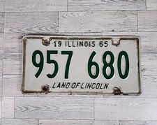 1965 Vintage ILLINOIS License Plate 