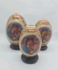 3 Vintage Ceramic Catholic Relic Holy Egg Paiinted Excellent Condition picture