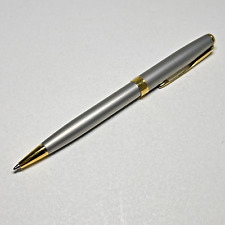 Vintage Parker Sonnet Ballpoint Pen Stainless Steel Color with Gold Trim Twist picture