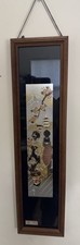 Vintage Japanese Chokin Maiko Geisha Mt Fuji Pagoda Metal Art Framed 18” picture