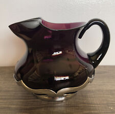 VTG FARBER BROS- Amethyst Purple Coffee/Tea Pitcher Krome Kraft Cambridge Glass picture