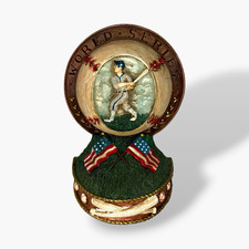 World Series Baseball Resin Figurine w/ Carvings & American Flags 7 in picture