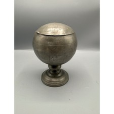 Antique Shuhlee Swatow Chinese Pewter Tea / Tobacco Caddy Box World Globe Vtg picture