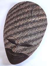 Batik Mask, Javanese, Dark Brown and White, Reduced Version,  Approx 11.5