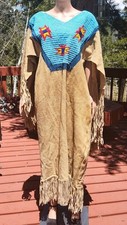 Incredible Vtg. Ingenious Native American-Made Deerskin Dress Beadwork & Fringe picture