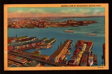 POSTCARD : MASSACHUSETTS - BOSTON MA - GENERAL VIEW OF WATERFRONT LINEN VIEW picture