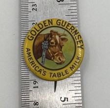 Vintage Golden Guernsey America’s Table Milk Celluloid Advertising Button picture