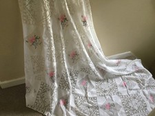 A beautiful hand worked fine cotton large table cloth with 18 enbroidered panels picture