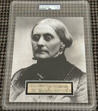 Susan B. Anthony Signed Autograph 8x10 B&W Photo Cut Signature PSA/DNA Encased picture