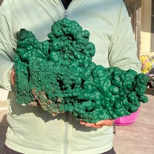 15.43Lb Large Natural Malachite Crystal Gemstone Rough Mineral Specime+Stand picture