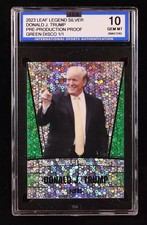 2023 LEAF LEGENDS DONALD J TRUMP Grade ISA 10 Gem MT SILVER GREEN DISCO 1/1 RARE picture