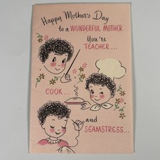 Vintage Mother’s Day Card Teacher Cook Nurse Rust Craft Handwritten Note MCM Art picture