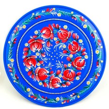Plate Petrykivskyi painting 30 cm PINK WREATH Ukrainian souvenir💛💙 picture