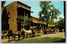 Stockton CA California Postcard Stage Stop Wagons Horses Wells Fargo Co Building picture