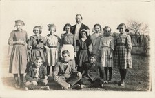 Vintage Rppc School Children & Teacher Group Photo Postcard c. 1910s-20s picture