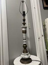 Vintage Mid-Century Hollywood Regency Style Brass Marble Neoclassical Lamp 35