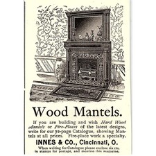 Innes & Co Wood Mantels, Fire Places Cincinnati Ohio 1892 Ad AG2-M11 picture