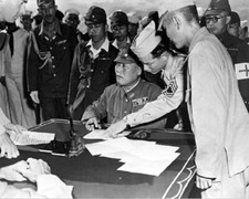 Japan Gen. Yoshio Tachibana Signing Surrender USS Dunlap 8x10 WWII Photo 114a picture