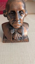 Vintage Cast Metal Bronze Banthrico George Washington Coin Bank, No Key 1940's picture