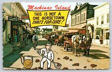 Comics~Cartoon Man Shovels Horse Manure On Real Mackinac Island MI~PM 1975 picture