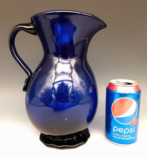 Vintage 1930s CLEVENGER South Jersey Free Blown Cobalt Blue Glass 9.5