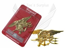 New Vanguard Navy Special Warfare SEAL Full Size Gold Trident Uniform Badge 1B4 picture
