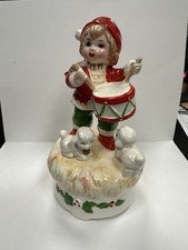 Vintage Christmas Lefton Geo Z Little Drummer Boy Musical Figurine 04950 Works picture