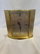 Vintage Seiko Quartz Desk Clock Brass Japan Movt Rare Antique QHG103GLH picture