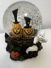 Vintage Halloween Ghosts Pumpkins Jack o' Lanterns Musical Snowglobe WORKS picture