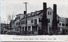 Washington Hotel, Princess Anne, Maryland - Early Chrome Black White Postcard picture