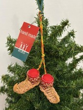 NWT Handmade Serbian Opanci Ornament Miniature Balkan Leather Shoes Milma Art picture