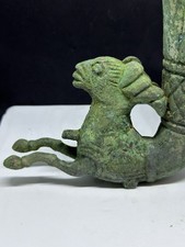 Wonderful Ancient Greek Bronze Rare Patina Rhyton Wine Cup With Animal protome picture