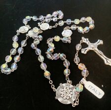LOT OF 5 AB Aurora Borealis Clear Crystal Rosary Beads, Made in Italy picture