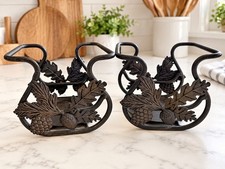 Vintage Longaberger Wrought Iron Toboso Candle Holders Leaf Acorn Pinecone Set picture