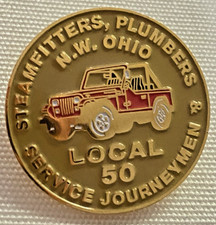 UA Local 50 Steamfitters Plumbers Service Journeymen Jeep NW Ohio Pin Union Made picture