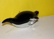 ART GLASS PENGUIN FIGURINE LAYING SLIDING POSE BIRD PAPERWEIGHT DECOR picture