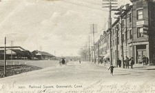 1906 Greenwich Connecticut Railroad Square Postcard Depot picture