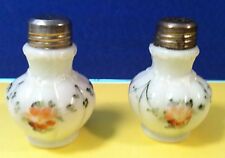 Antique Hand Painted Milk Glass Salt and Pepper Shakers By Dithridge & Co picture