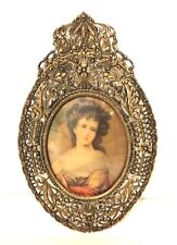 Antique Miniature Portrait Under Curved Glass in Detailed Frame picture