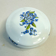 Rochard Limoges France Porcelain Trinket Box Blue Forget Me Not Floral picture
