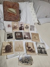 Antq Velvet Victorian Photo Album w/13 Cabinet Card Photos 1880s-1900s As-Is picture
