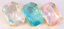 Vintage Pastel 3 Glass / Crystal Rectangle-cut Stones Brooch Pin Jewelry picture