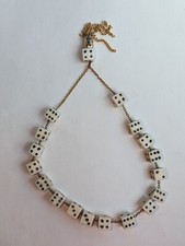 HTF Rare (18) Komboloi White & Black Dice 1960s Greek Worry Beads Vintage picture