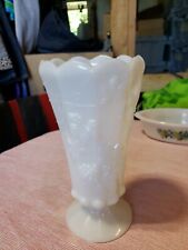 Westmoreland Grape Vase Tall Footed White Milk Glass Vines Leaves  picture