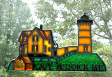 Cape Neddick Nubble Light Lighthouse Stained Glass Sun Catcher York Maine picture