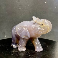 1.23LB Natural agate carved crystal elephant realistic crystal therapy picture