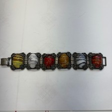 Czech swirled glass panel bracelet vintage 1950s picture